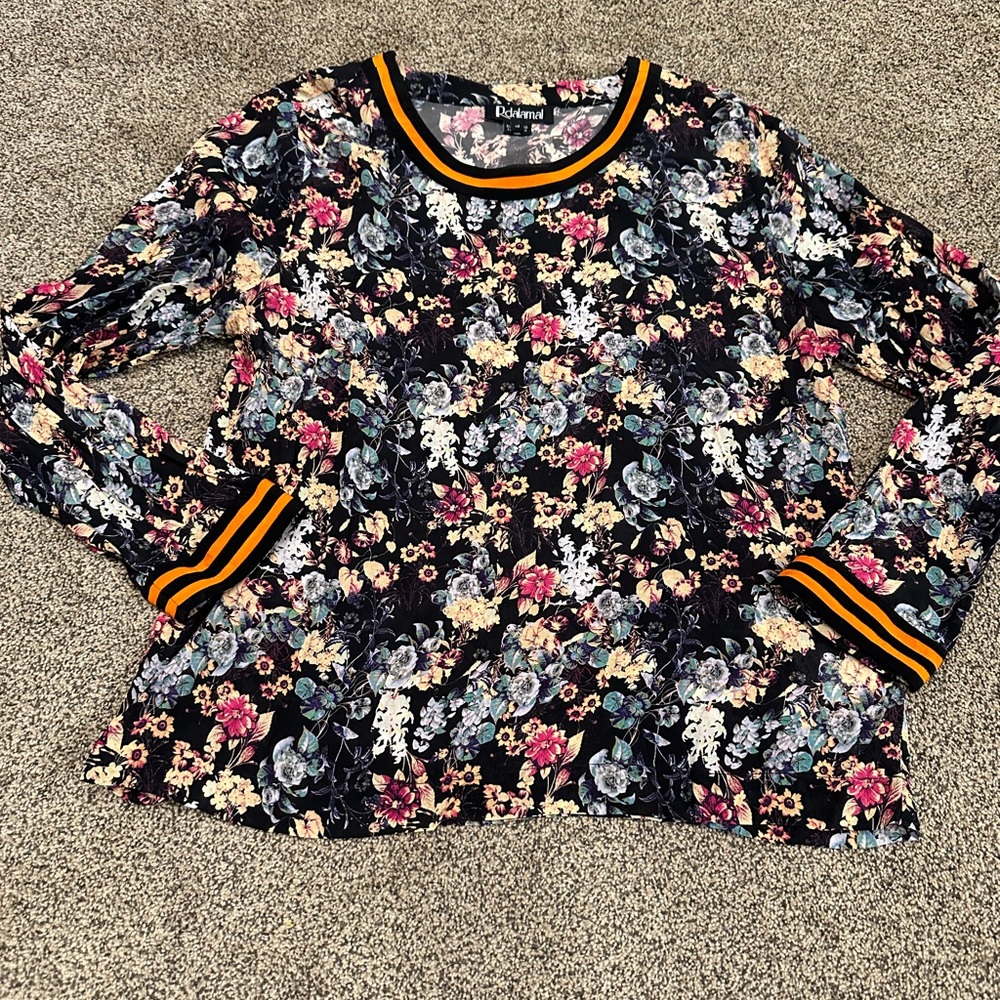 Rdalamal Black Floral Blouse, Size 10